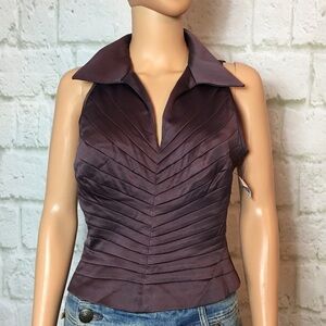 JS Collections Petite Collared Sleeveless Top